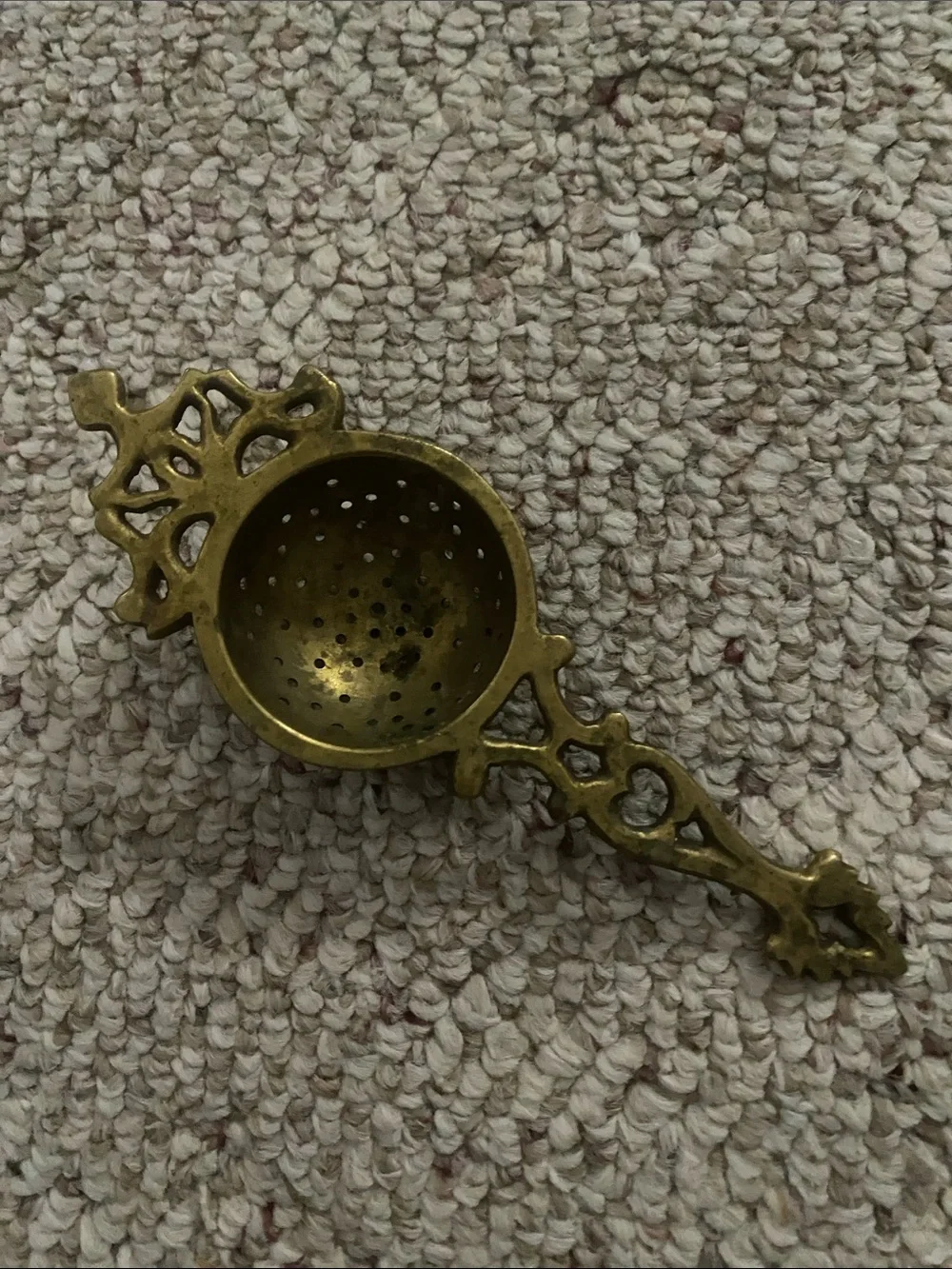 Vintage Brass-Colored Decorative Tea Infuser Spoon